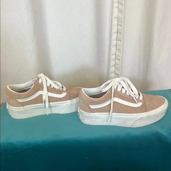 Vans Women's Beige and White Sneakers Wm 5.5 men 4 - Picture 5 of 10